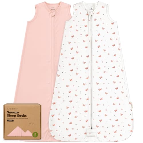2pk Baby Sleep Sacks, Zipper Wearable Blanket,100% Cotton (Butterflies, L) | Soft 100% Organic Cotton 0.5TOG, Lightweight Toddler Sleeping Sack 12-24 months,Easy to Wear Newborn Transition Swaddles Sack