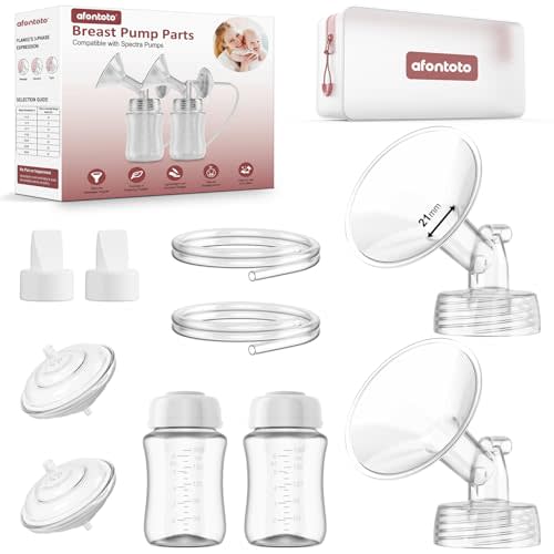 Pump Parts Compatible with Spectra S1/S2/9Plus Breastpump, Full Set Replacement Parts for Spectra Include 21mm Flange,Duckbill Valve,Backflow Protector,Tube,Bottle, Not Original Spectra S2 Accessories