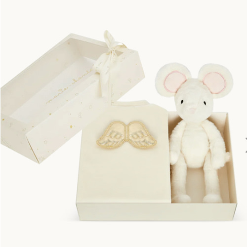 Sleep & Snuggle Velour Angel Wing Gift Set - Gold & Cream | Marie-Chantal