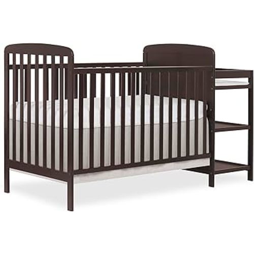 Dream On Me Anna 4 in 1 Full Size Crib and Changing Table Combo in Chocolate Chip, Greenguard & JPMA Certified, Converts from Baby Crib to Toddler Bed and Day Bed