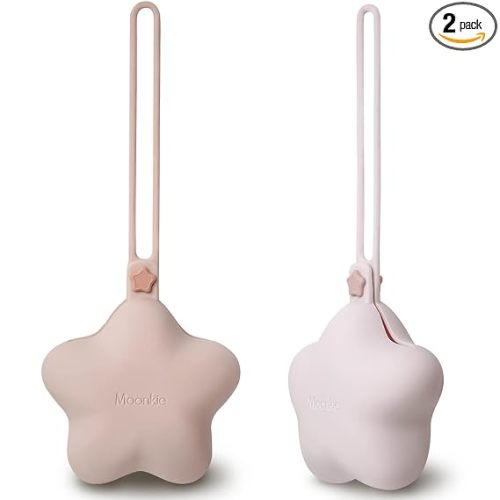 Moonkie Silicone Pacifier Holder Case, Cute Portable Pacifier Storage Case, 2 Pack