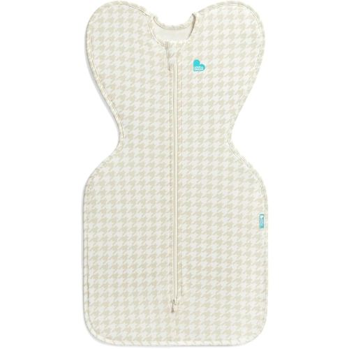 Love to Dream Swaddle UP, Sleep Sack 0-3 Months, Self-Soothing, Improves Sleep, Snug Fit Helps Calm Startle Reflex, Baby Essentials Must Haves Newborn, 1.0 TOG, 13-19 lbs, Tan Houndstooth