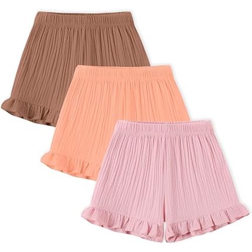 DREAM BUS 3 Pack Baby Girls Shorts Toddler Summer Casual Shorts Cotton Toddler Girls Ruffled Shorts Newborn Infant Bloomers