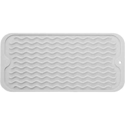 Silicone Dish Drying Mat for Multiple Usage, Easy clean, Eco-friendly, Heat-resistant Dish Drainer Mat for Kitchen Counter,Sink,Refrigerator or Drawer liner (12" x 6", Translucent)