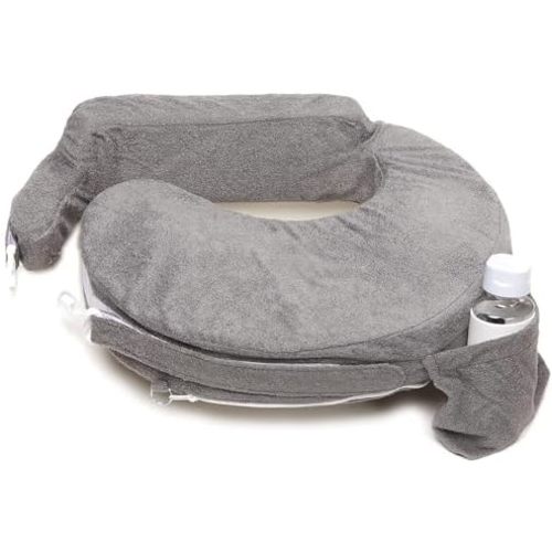 My Brest Friend Nursing Pillow - Deluxe - Enhanced Comfort w/ Slipcover - Ergonomic Breastfeeding Pillow For Ultimate Support For Mom & Baby - Adjustable Pillow W/ Handy Side Pocket, Evening Grey