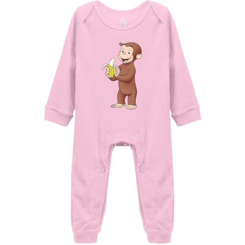 Baby Cotton Rompers Curious Monkey Eat Banana Boy Girl Long Sleeve Jumpsuit