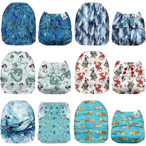 Mama Koala 1.0 Cloth Diapers for Babies, 6 Pack Pocket Shell Only (NO Inserts) - One Size Washable and Reusable Pocket Diapers for Newborns and Toddlers - 160046