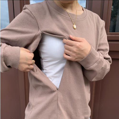 Breastfeeding Waffle Knit Solid Zip Sweatshirt – Giftifymama