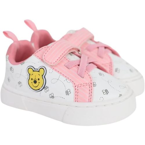 Disney Infant Sneakers - Winnie The Pooh and Minnie Mouse Baby Court Sneakers with a Hook and Loop Closure