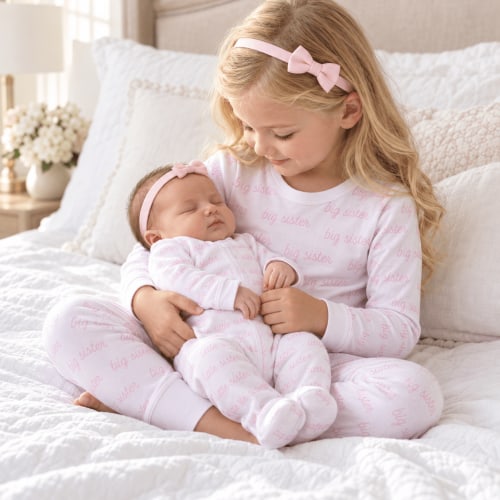 Big Sister, Little Sister Pajama + Footie Gift Set