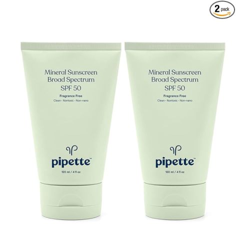 Pipette Mineral Sunscreen - SPF 50 Broad Spectrum Baby Sunblock with Non-Nano Zinc, UVB/UVA Non-Toxic Sun Protection for Kids & Sensitive Skin, 4 fl oz