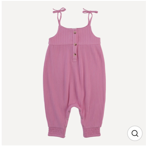 gathered smocked tie jumpsuit | bonbon | organic cotton wide rib