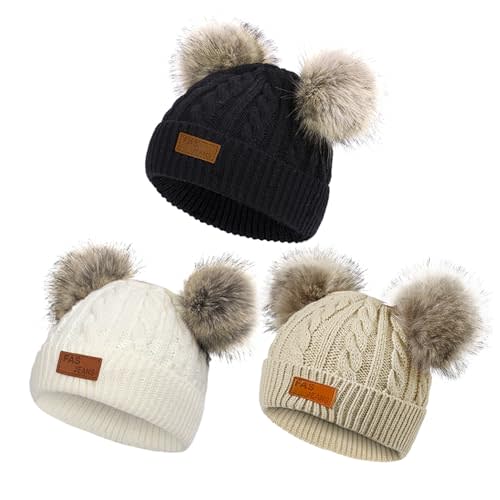 Century Star 6-36 Months Toddler Beanie - Baby Girl Winter Hats Warm Knit Baby Beanie Infant Pom Pom Cap