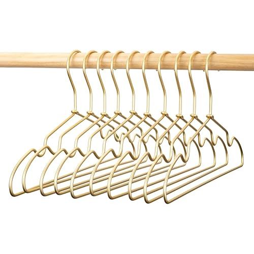Koobay 12.6” Gold Matt Metal Coat Hanger, 30PCS, Children Standard Suit Hanger, Clothes Hangers for Closet Toddler Infant Newborn Kids Hangers, Space Saving Baby Clothes Hangers