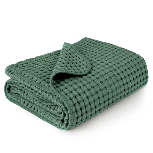 Konssy Waffle Baby Blanket - Soft & Cozy Nursery Swaddle Blanket, Lightweight Toddler Throw for Boys & Girls, Ideal for Wrapping(Green)