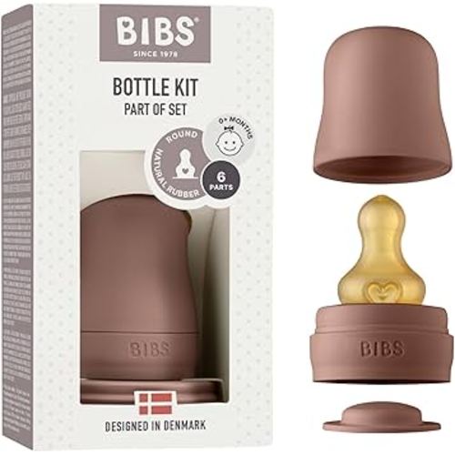BIBS Baby Bottle Kit | BPA Free Natural Rubber | Made in Denmark | Woodchuck