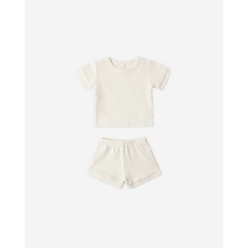 Waffle Shortie Set Sage Stripe