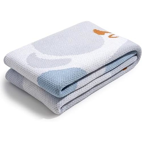 100% Organic Cotton Baby Blanket – Soft Knitted Breathable Swaddle Blanket for Crib & Stroller - Newborns, Infants & Toddlers – Hypoallergenic High Density Cotton Knit, 47x32 in (Capybara)