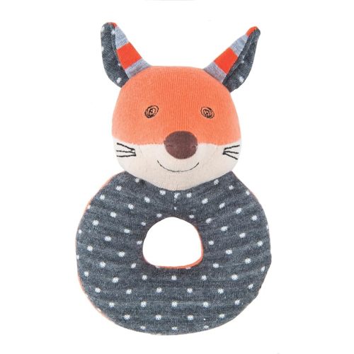Apple Park Organic Farm Buddies - Frenchy Fox Teething Rattle, Baby Toy for Infants - Hypoallergenic, 100% Organic Cotton