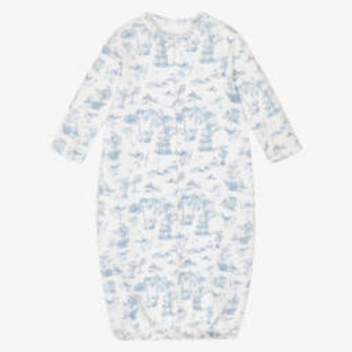 My Little Pie - White & Blue Supima Cherub Toile de Jouy Converter Gown | Childrensalon