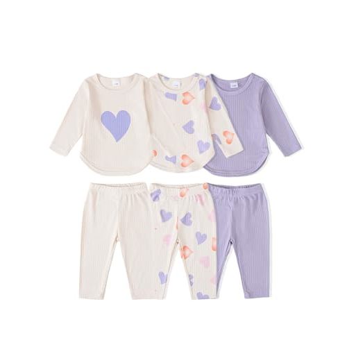 Mioglrie Baby Girl Clothes Infant Fall Outfits Toddler Girl Clothes 6 Pcs Spring Newborn Essentials 3M-3Y Clothing Set
