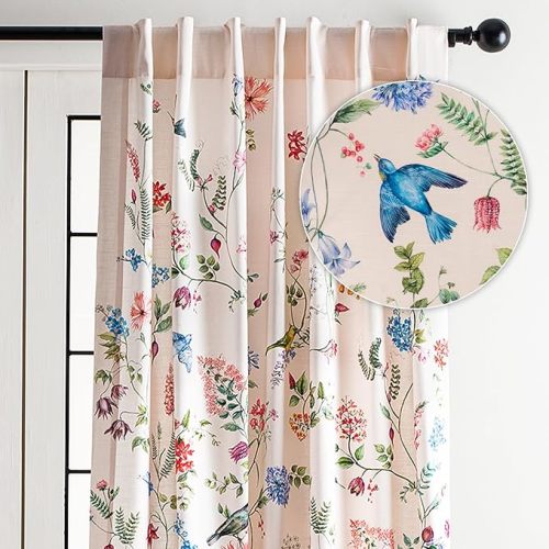 Maison d' Hermine Curtains for Living Room 100% Cotton 84 inch Length One Panel Light Filtering Curtains for Bedroom Windows with Rod and Loop Pockets Drapes (Neo Ipomee Multicolor, 50" W x 84" L)