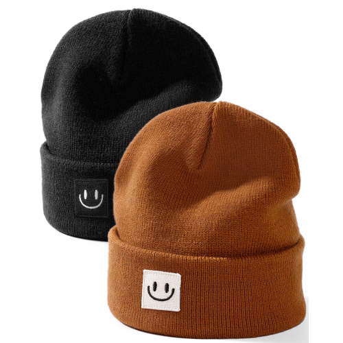 FURTALK 2 Pack Baby Beanie Cute Toddler Winter Hat Knit Boys Girls Warm Kids Embroidered Beanies Cap for 0-8 Years