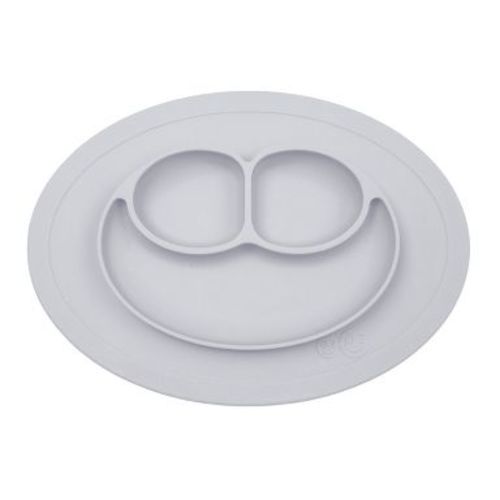 ezpz Mini Mat Plate - Pewter: Silicone, Oval Shape, Animals Pattern
