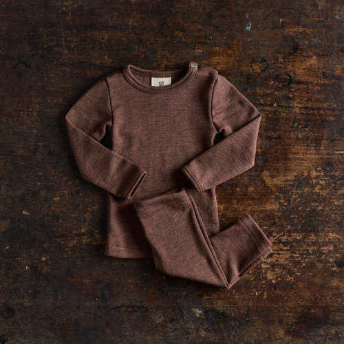 Lark Top & Finch Leggings Baby Set - Merino Wool & Silk - Squirrel