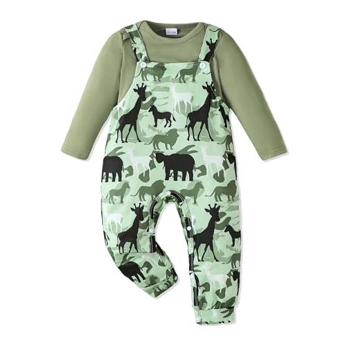 NZRVAWS Newborn Baby Boy Clothes Outfits Infant Stripe Animal Romper Cute Denim Jeans Jumpsuit Overalls 0-18 Months