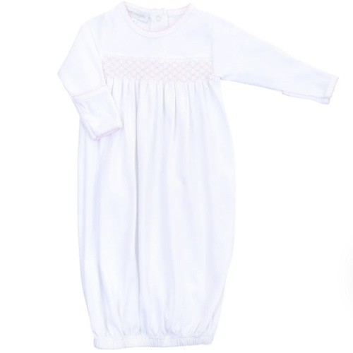 Essentials Smocked Gown with Pink Trim – Magnolia Baby