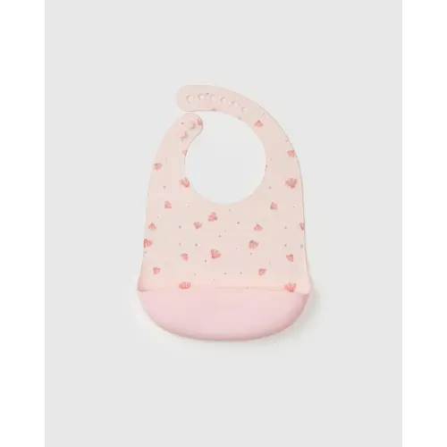 Silicone Bib Printed - Pink Seashells