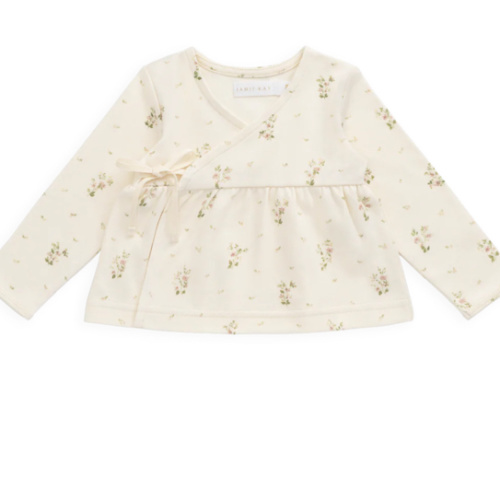 Organic Cotton Clemence Wrap Top - Josepha Egret Small