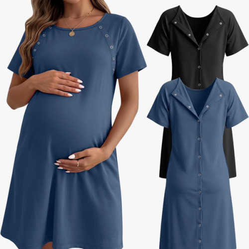 Huukeay 2 Pack Labor and Delivery Gown Maternity Hospital Dress