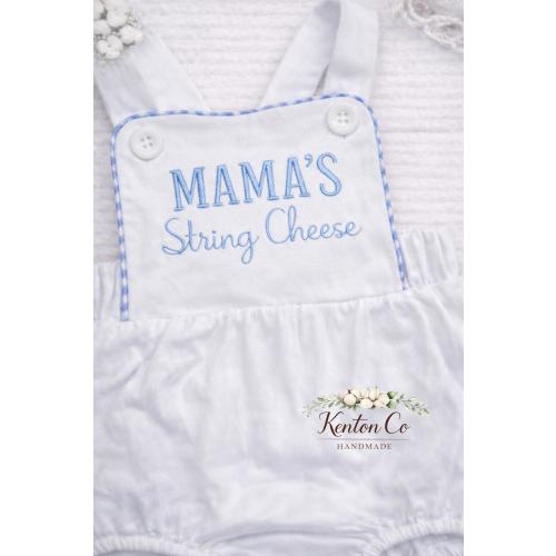 Mama's String Cheese Embroidered Baby Romper | Southern Summer Outfit