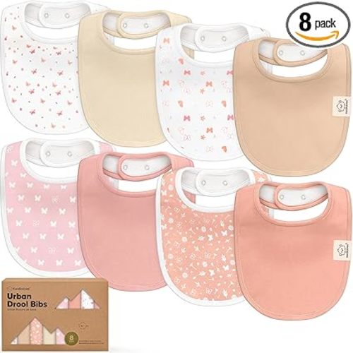 KeaBabies 8-Pack Organic Baby Bibs for Drooling and Teething (Butterflies) | Soft Cotton Bibs for Baby Girl, Boy, Extra Absorbent, Easy to Clean & Put On, Toddler, Newborn, Infant 0-24 Months