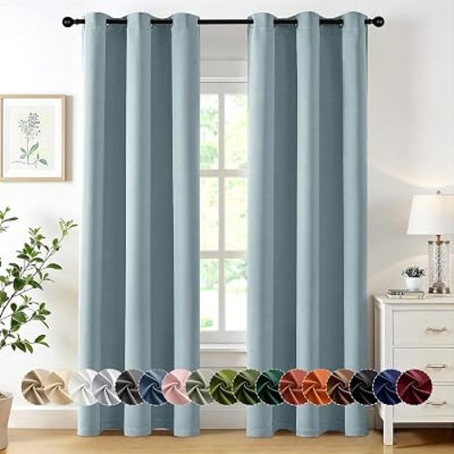 MIULEE Blackout Curtains for Bedroom 2 Panels 40 x 84 Inch Long Slate Blue
