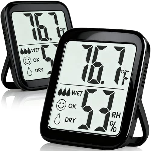 Antonki 2 Pack Room Thermometer for Home, Hygrometer Indoor Humidity Meter Gauge, Digital Temperature and Humidity Sensor Monitor for House, Terrarium, Incubator, Greenhouse - Battery Included
