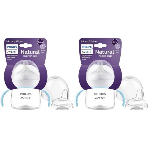 Philips Avent Natural Trainer Sippy Cup with Natural Response Nipple and Soft Spout, 5oz, 1pk, SCF263/01 (Pack of 2)