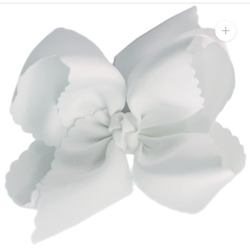 White Scallop Edge Grosgrain Bow
