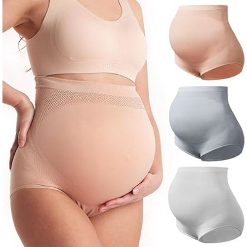 Momcozy Women's Maternity High Waist Underwear Pregnancy Soft Seamless Maternity Underwear Over Bump