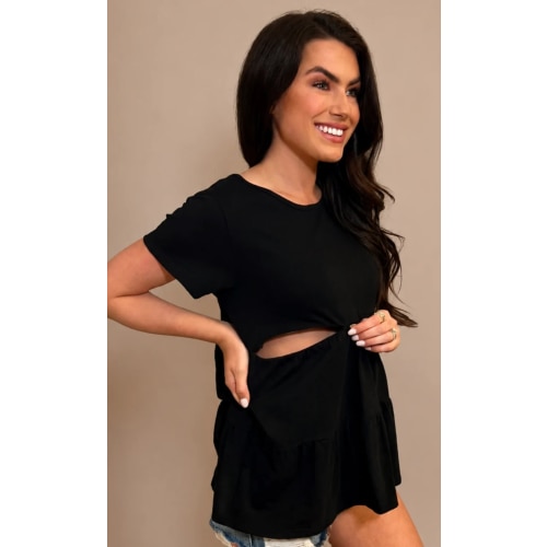 Cotton Nursing Top - Ruffle Black – Nursing Queen