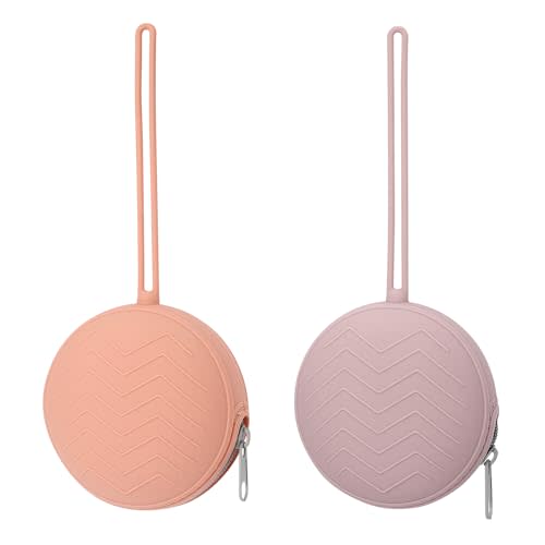 Nupoopy 2 Pack Silicone Pacifier Holder Case, BPA-Free Silicone Newborn Pacifier Holder for Baby Boys & Girls, Travel Pacifier Storage Case for Diaper & Strollers (Muted/Lilac)