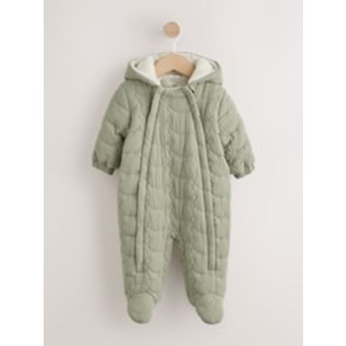 Green Quilted Baby Pramsuit (Up to 3 Months)