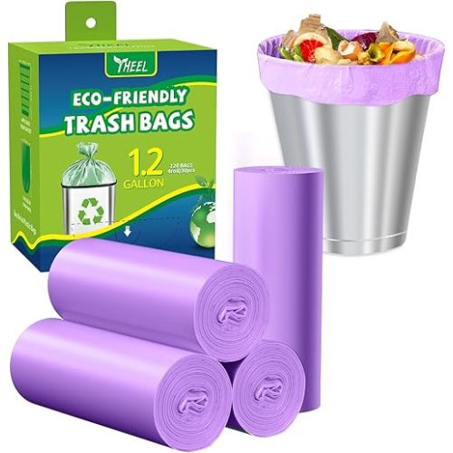 Small Trash Bags 1.2-Gallon: Bathroom Trash Bags 4.5L Small Garbage Bags for Bathroom Bedroom Office - (Purple, 120 Counts)