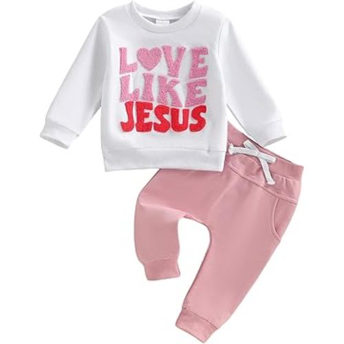 Hekkomird Baby Boy Girl Fall Outfits Cute Letter Print Long Sleeve Sweatshirt Elastic Pants Infant Newborn Winter Clothes