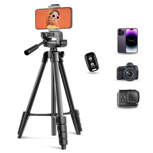 Amazon.com: Torjim 64”Phone Tripod, Extendable Cell Phone Tripod with Remote and Holder, Universal Camera Stand for Video/Selfies/Live Streaming, Travel Compatible iOS & Android（Black