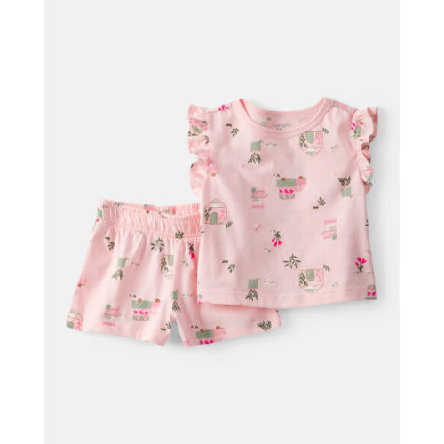 Baby Girl 2-Piece Flower Truck Top & Short Set - Pink - Carter's | Carter's