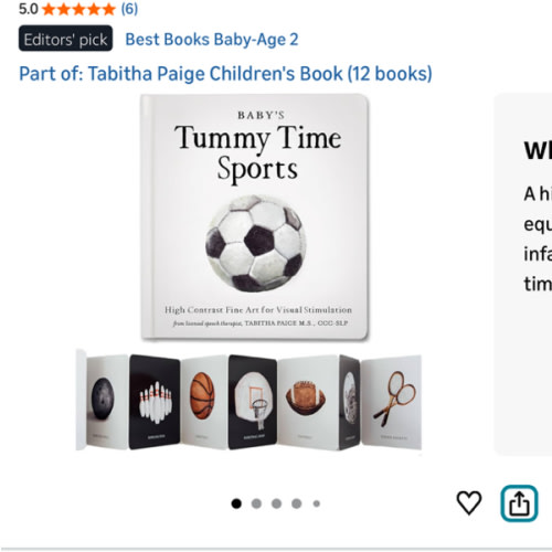 Baby's Tummy Time Sports: High-Contrast Fine Art for Visual Stimulation (Tabitha Paige Children's Book Series)