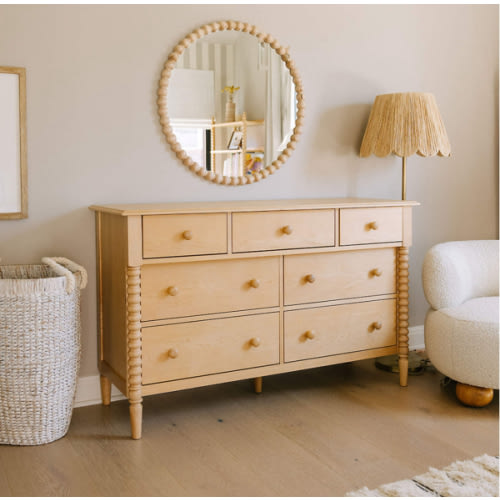 Jenny Lind 54" Maple Wood Wide 7-Drawer Kids Dresser